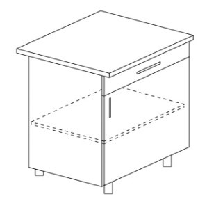 Напольный шкаф однодверный с ящиком Гармония Б9 МДФ премиум, глянец, металик без столешницы в Надыме