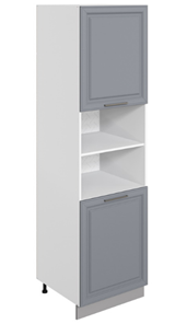 Кухонный шкаф-пенал Мишель L600 H2141 (2 дв. гл.) эмаль (белый/серый) в Салехарде