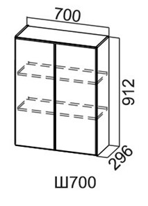 Навесной шкаф Модус, Ш700/912, цемент светлый в Губкинском