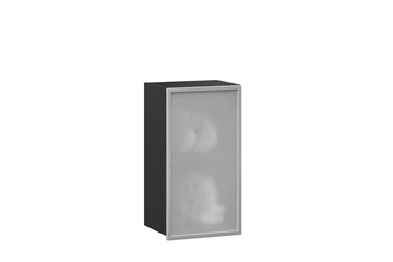 Кухонный шкаф 400 Шервуд, со стеклом правый ЛД 281.322.000.023, серый/черный в Салехарде - предосмотр
