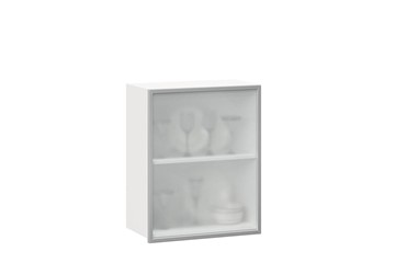 Шкаф на кухню 600, Шервуд, со стеклом левый, ЛД 281.351.000.115, белый/серый в Салехарде - предосмотр