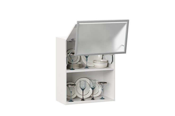 Шкаф кухонный горизонтальный 600 Шервуд, ЛД 281.971.000.174, со стеклом, белый/белый глянец в Салехарде - изображение 2