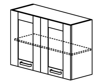 Кухонный шкаф Квадро настенный двухдверный с полкой со вставкой из стекла 718*600*320мм в Надыме - предосмотр