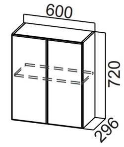 Навесной кухонный шкаф Стайл, Ш600/720, МДФ в Салехарде - предосмотр