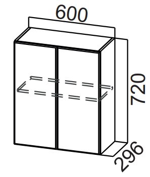 Навесной кухонный шкаф Стайл, Ш600/720, МДФ в Салехарде - изображение