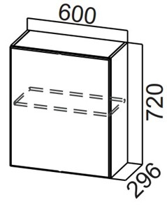 Распашной кухонный шкаф Стайл, Ш600/720(1ств), МДФ в Надыме