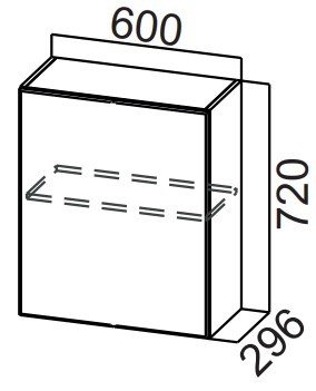 Распашной кухонный шкаф Стайл, Ш600/720(1ств), МДФ в Салехарде - изображение