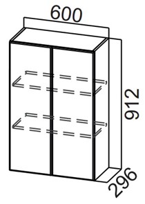 Навесной кухонный шкаф Стайл, Ш600/912, МДФ в Лабытнанги