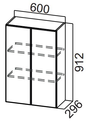 Навесной кухонный шкаф Стайл, Ш600/912, МДФ в Салехарде - изображение