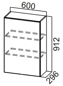 Шкаф кухонный Стайл, Ш600/912(1ств), МДФ в Лабытнанги