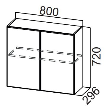 Навесной кухонный шкаф Стайл, Ш800/720, МДФ в Салехарде - изображение