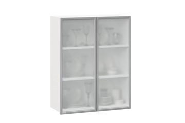 Шкаф кухонный высокий 800, Шервуд, со стеклом ЛД 281.461.000.129, белый/серый в Новом Уренгое
