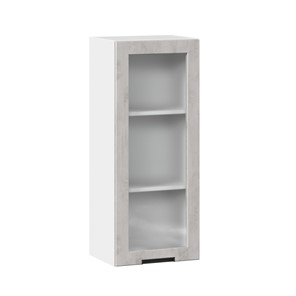 Кухонный навесной шкаф 400 высокий со стеклом Джамис ЛД 296.420.000.026, Белый/Белый камень в Надыме