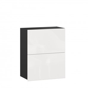 Навесной кухонный шкаф 600 горизонтальный Шервуд, ЛД 281.970.000.085, черный/белый глянец в Салехарде - предосмотр