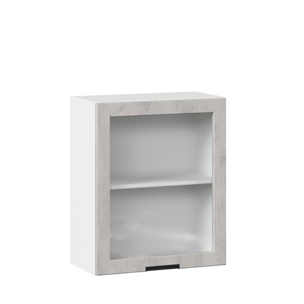 Кухонный навесной шкаф 600 со стеклом Джамис ЛД 296.350.000.021, Белый/Белый камень в Салехарде - изображение