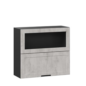 Кухонный навесной шкаф 800 горизонтальный с 2 складными дверями Джамис ЛД 296.980.000.084, Чёрный/Белый камень в Лабытнанги