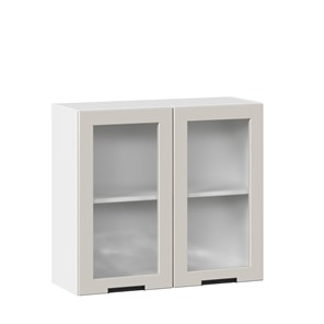 Кухонный навесной шкаф 800 со стеклом Джамис ЛД 296.360.000.107, Белый/Кашмир в Ноябрьске