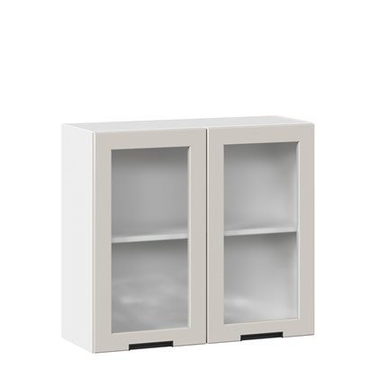 Кухонный навесной шкаф 800 со стеклом Джамис ЛД 296.360.000.107, Белый/Кашмир в Салехарде - изображение