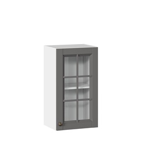 Шкаф кухонный Амели-3 400 со стеклом ЛД 299.320.000.024, Белый/Оникс серый в Салехарде - предосмотр