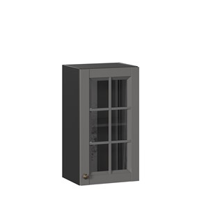 Кухонный шкаф Амели-3 400 со стеклом ЛД 299.320.000.026, Черный/Оникс серый в Тарко-Сале