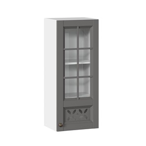 Кухонный шкаф Амели-3 400 высокий со стеклом ЛД 299.420.000.040, Белый/Оникс серый в Салехарде