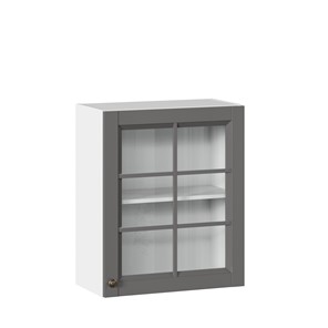 Кухонный шкаф Амели-3 600 со стеклом ЛД 299.350.000.030, Белый/Оникс серый в Тарко-Сале