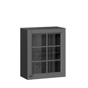 Кухонный шкаф Амели-3 600 со стеклом ЛД 299.350.000.032, Черный/Оникс серый в Надыме