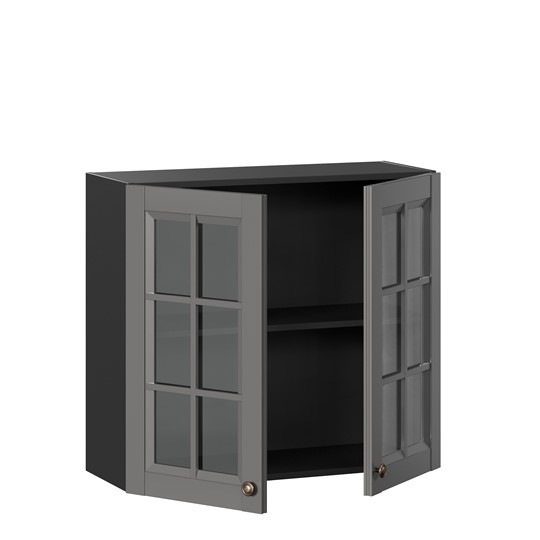 Навесной кухонный шкаф Амели-3 800 со стеклом ЛД 299.360.000.036, Черный/Оникс серый в Салехарде - изображение 1