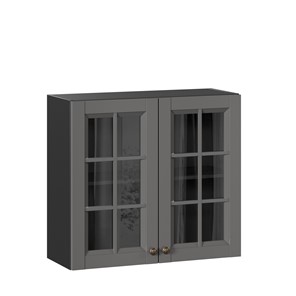 Навесной кухонный шкаф Амели-3 800 со стеклом ЛД 299.360.000.036, Черный/Оникс серый в Лабытнанги