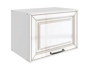Шкаф кухонный Атланта L500 Н360 (1 дв. гл.) эмаль (белый/белый глянец патина золото) в Ноябрьске