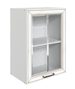 Кухонный шкаф Атланта L500 Н720 (1 дв. рам.) эмаль (белый/белый глянец патина золото) в Надыме
