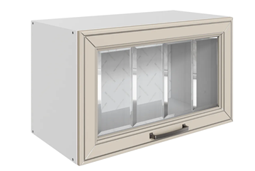 Кухонный шкаф Атланта L600 Н360 (1 дв. рам.) эмаль (белый/сливки патина платина) в Салехарде - предосмотр