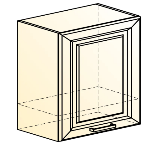 Шкаф настенный Атланта L600 Н566 (1 дв. гл.) эмаль (белый/сливки патина платина) в Салехарде - изображение 1