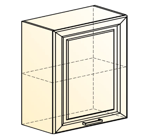 Навесной шкаф Атланта L600 Н720 (1 дв. гл.) эмаль (белый/сливки патина платина) в Салехарде - изображение 1