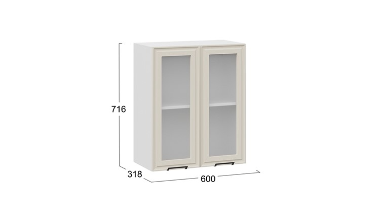 Кухонный навесной шкаф Белладжио 1В6С (Белый, Софт панакота) в Салехарде - изображение 2