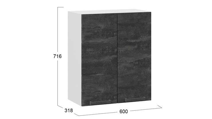 Шкаф настенный Детройт 1В6 (Белый/Угольный Камень) в Салехарде - изображение 2