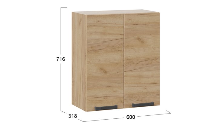 Кухонный навесной шкаф Детройт 1В6 (Дуб крафт золотой/Дуб Крафт золотой) в Тарко-Сале - изображение 2