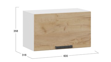 Кухонный навесной шкаф Детройт 1В6Г (Белый/Дуб Крафт золотой) в Надыме - предосмотр 2