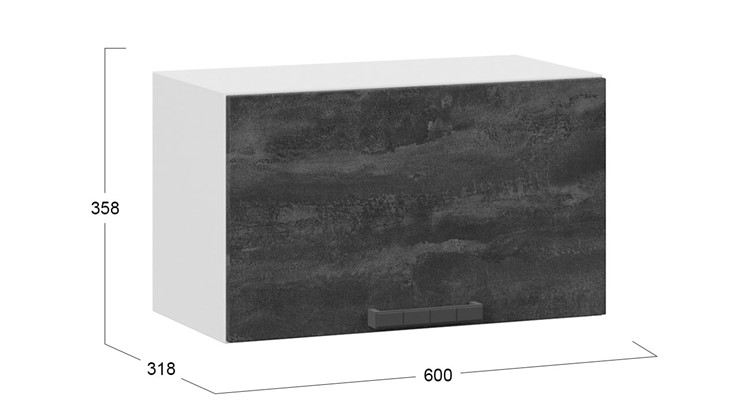 Шкаф настенный Детройт 1В6Г (Белый/Угольный Камень) в Салехарде - изображение 2