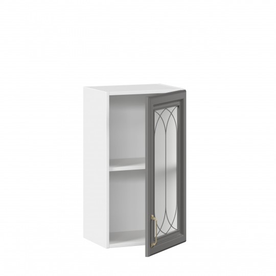 Навесной шкаф Джелатто 400 со стеклом ЛД 241.320.000.102, Белый/Оникс серый в Салехарде - изображение 1