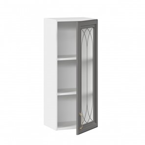 Кухонный шкаф Джелатто 400 высокий со стеклом ЛД 241.420.000.110, Белый/Оникс серый в Салехарде - предосмотр 1