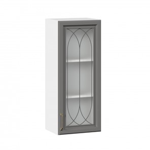Кухонный шкаф Джелатто 400 высокий со стеклом ЛД 241.420.000.110, Белый/Оникс серый в Надыме