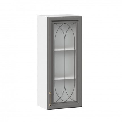 Кухонный шкаф Джелатто 400 высокий со стеклом ЛД 241.420.000.110, Белый/Оникс серый в Салехарде - изображение