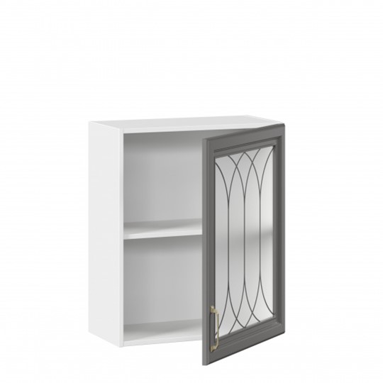 Кухонный шкаф Джелатто 600 со стеклом ЛД 241.350.000.105, Белый/Оникс серый в Салехарде - изображение 1