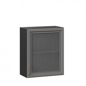 Навесной шкаф Джелатто 600 со стеклом ЛД 241.350.000.147, Черный/Оникс серый в Надыме
