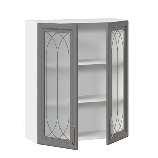Шкаф кухонный Джелатто 800 высокий со стеклом ЛД 241.460.000.114, Белый/Оникс серый в Салехарде - изображение 1