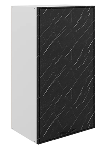 Шкаф настенный Монако L450 Н900 (1 дв. гл.), белый/мрамор блэкберн матовый в Надыме