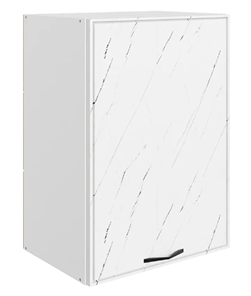 Настенный шкаф Монако L500 Н720 (1 дв. гл.), белый/мрамор пилатус матовый в Надыме