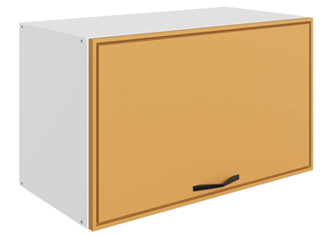 Навесной шкаф Монако L600 Н360 (1 дв. гл.гориз.), белый/охра матовый в Надыме