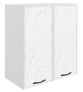 Кухонный шкаф Монако L800 Н720 (2 дв. гл.), белый/мрамор пилатус матовый в Лабытнанги